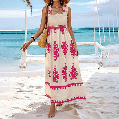 Women’s Wide-Strap Printed Maxi Dress FitiqueFit