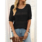 Women’s Short Sleeve Crochet Knit Hollow-Out Top FitiqueFit