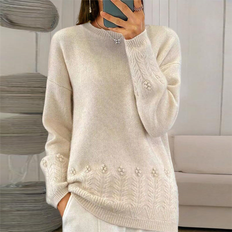 Women's Solid Color 3D Floral Embroidered Sweater FitiqueFit