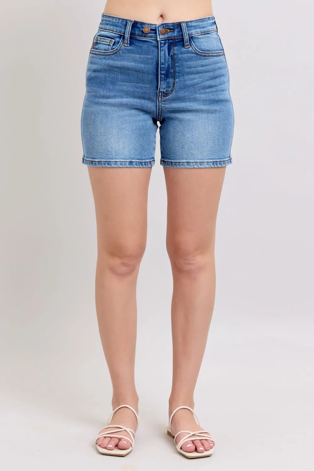 Judy Blue Full Size 2 Button Denim Shorts with Pockets Plus Size New Era Fashion LLc