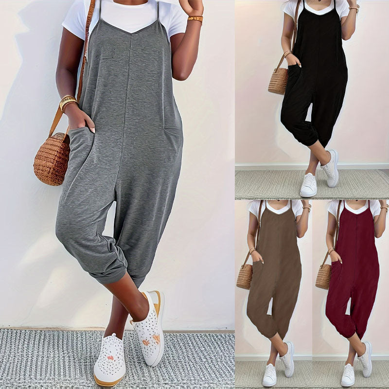 Pocket Sling Loose Casual Jumpsuit Women Grayceful LLC