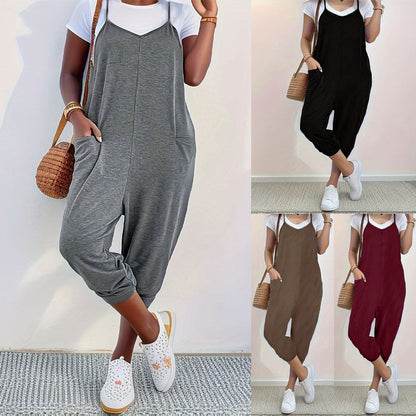 Pocket Sling Loose Casual Jumpsuit Women Grayceful LLC