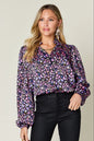 Double Take Full Size Printed Balloon Sleeve Shirt New Era Fashion LLc