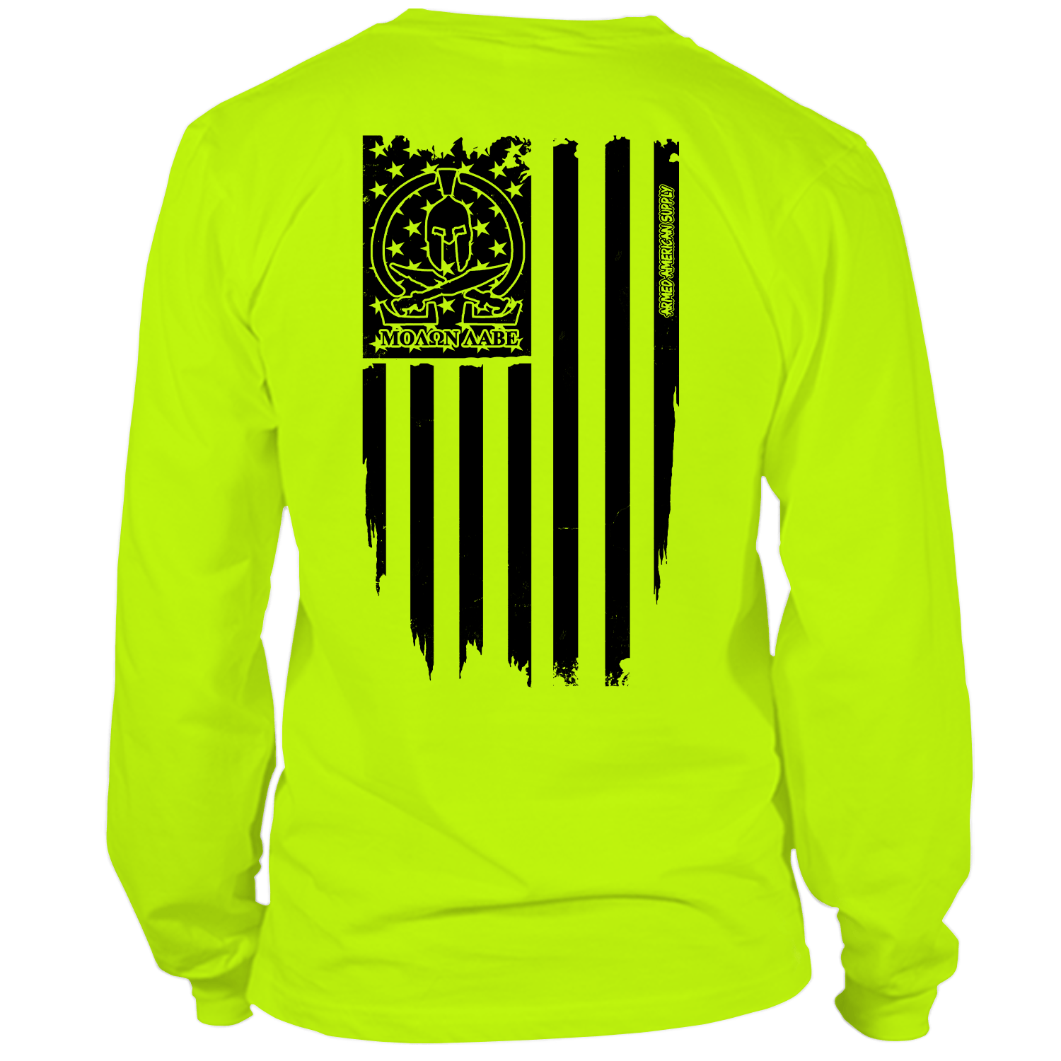 Molon Labe Ghost Flag - Long Sleeve Hi-Vis T-Shirt Armed American Supply