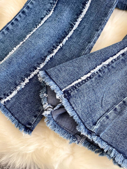 Raw Hem Denim Cami and Flare Jeans Set New Era Fashion LLc