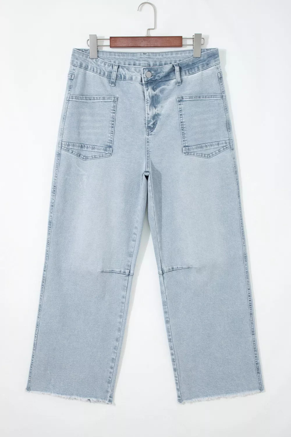Light Wash Utility Pocket Straight Leg Jeans New Era Fashion LLc