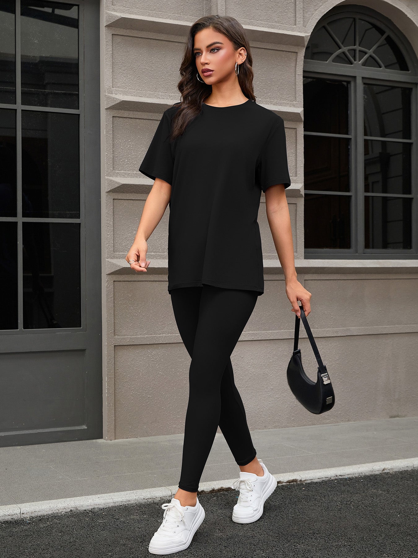 Three Piece Set, Round Neck Short Sleeved Top And Shorts And Pants Set, Sports And Casual Clothing See size chart under “more details” The Fashion Celestial