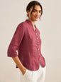 100% Linen Hand Button Fitted Jacket AMELIA LINTICO
