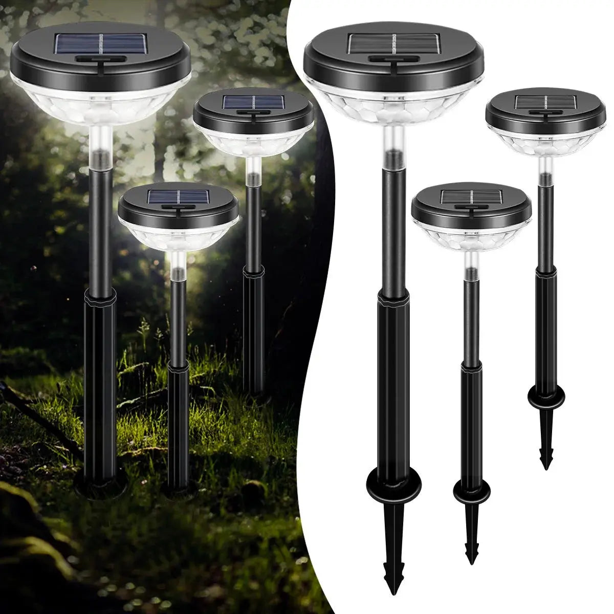 Transform Your Outdoor Space with Rirool's 6 Pack Dual Mode Waterproof Solar Pathway Lights - Illuminate Your Walkway, Garden, and Patio in Stunning White & Multi-Color!
