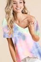 BiBi Tie-Dye Jersey V-Neck Short Sleeve T-Shirt New Era Fashion LLc