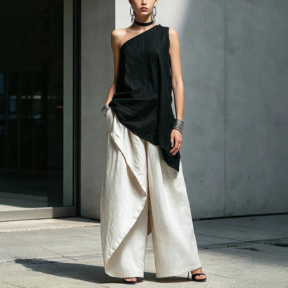 Women's One-Shoulder Asymmetric Sleeveless Top FitiqueFit