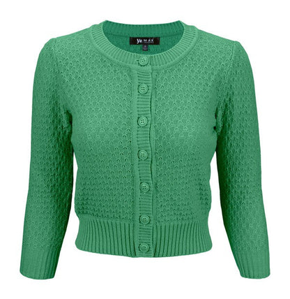 3/4 Sleeve Cute Pattern Cropped Cardigan Sweater Shop Style & More | Fresh Looks, Everyday Deals & Free Shipping