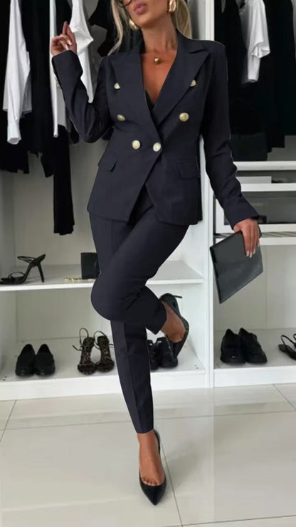 Lapel Button-Down Jacket & Slim-Fit Trousers Suit – 15 Colors XS–XXL FitiqueFit
