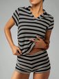 Striped Knit Short Sleeve Top & Shorts Set New Era Fashion LLc