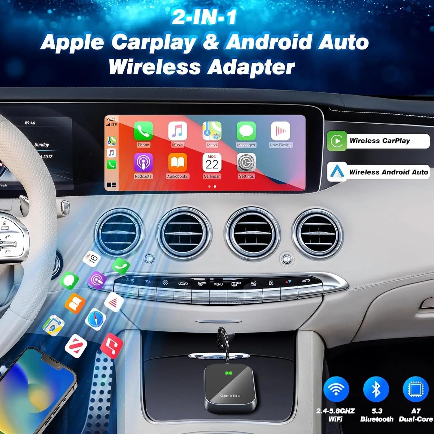 Transform Your Driving Experience with Our Wireless Carplay Adapter - Effortlessly Convert Wired to Wireless for Seamless Control on iOS 10+!