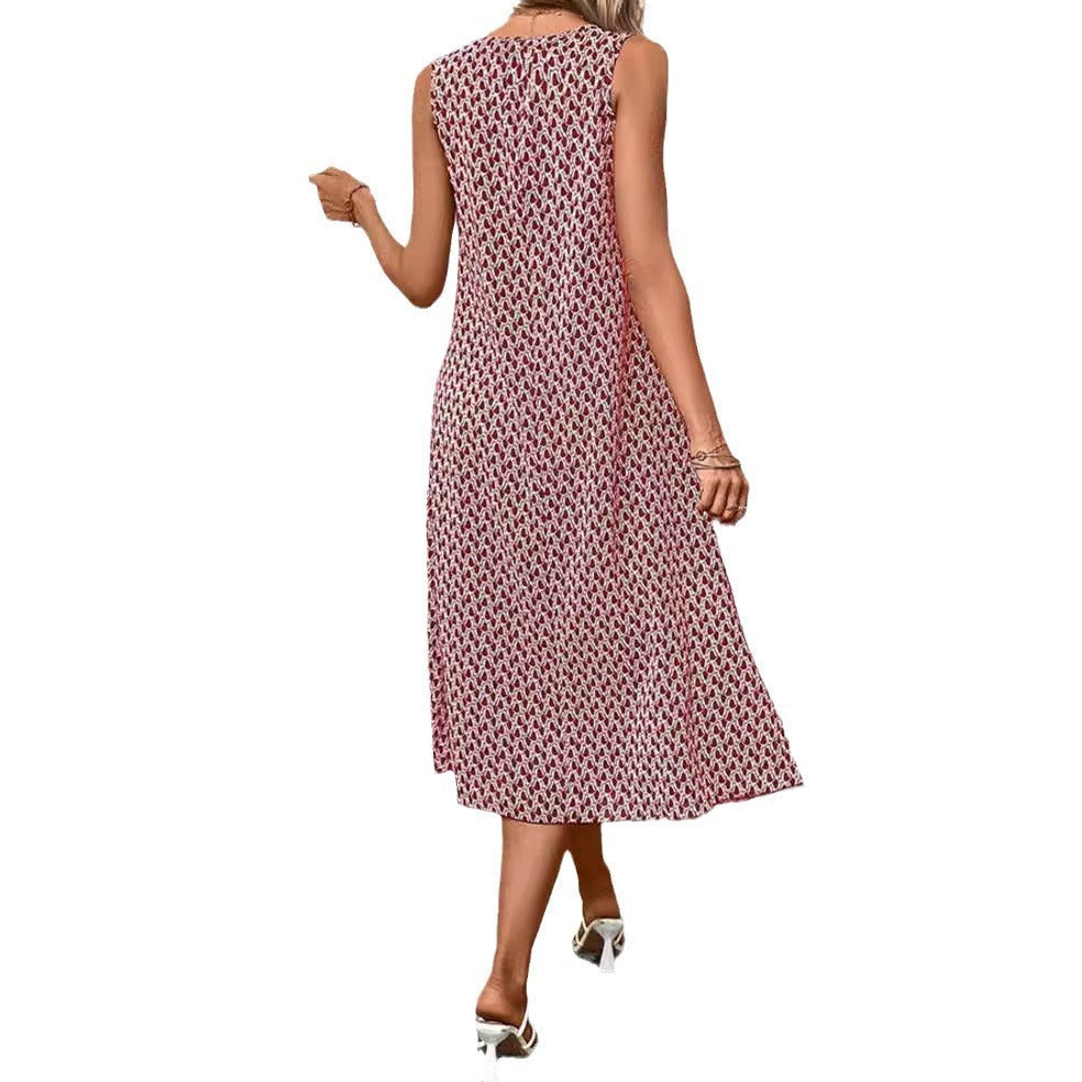 European And American Fashion Commuter Round Neck Sleeveless Dress Women Grayceful LLC