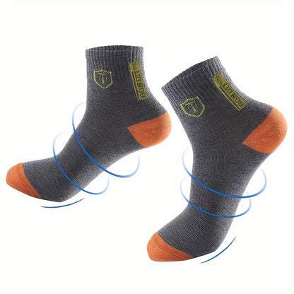 6-Pack Minimalist Casual Letter Mid-Calf Socks, Breathable Business Men's Socks NovaCart