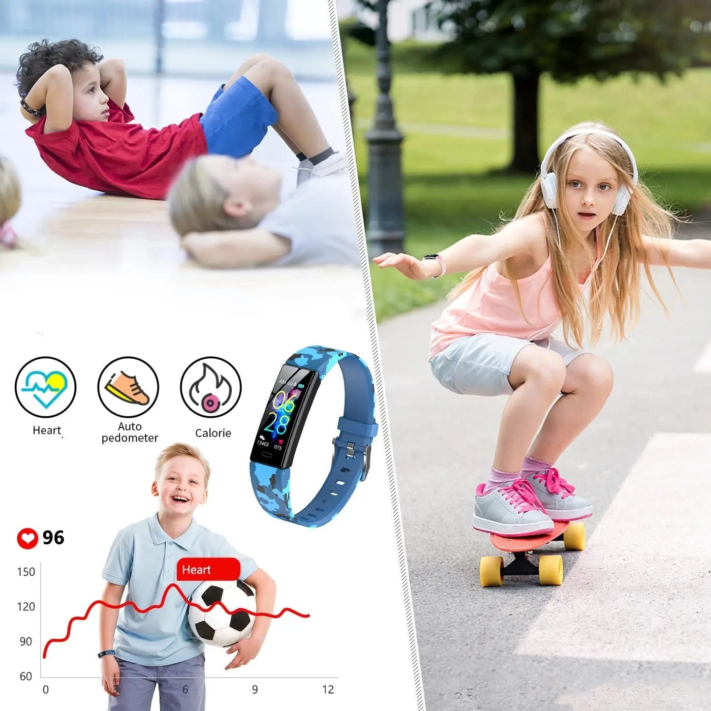 Exciting Kids Fitness Tracker Watch - Activity Tracker with Pedometer, Stopwatch & 11 Sport Modes - IP68 Waterproof Smart Watch for Ages 6-16