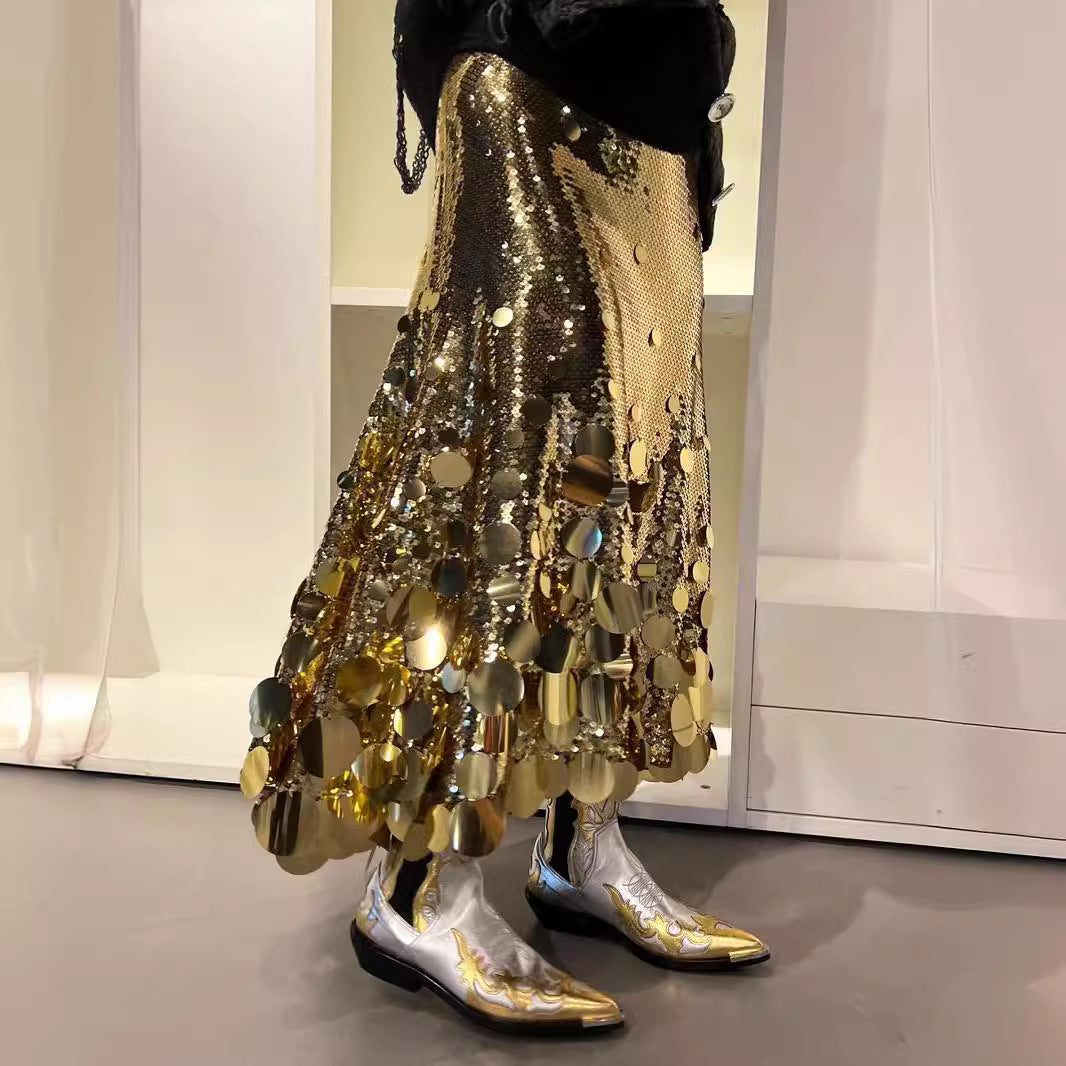 Spring New Party Fashion Plus Size Gongda Sequins Glitter Skirt Grayceful LLC
