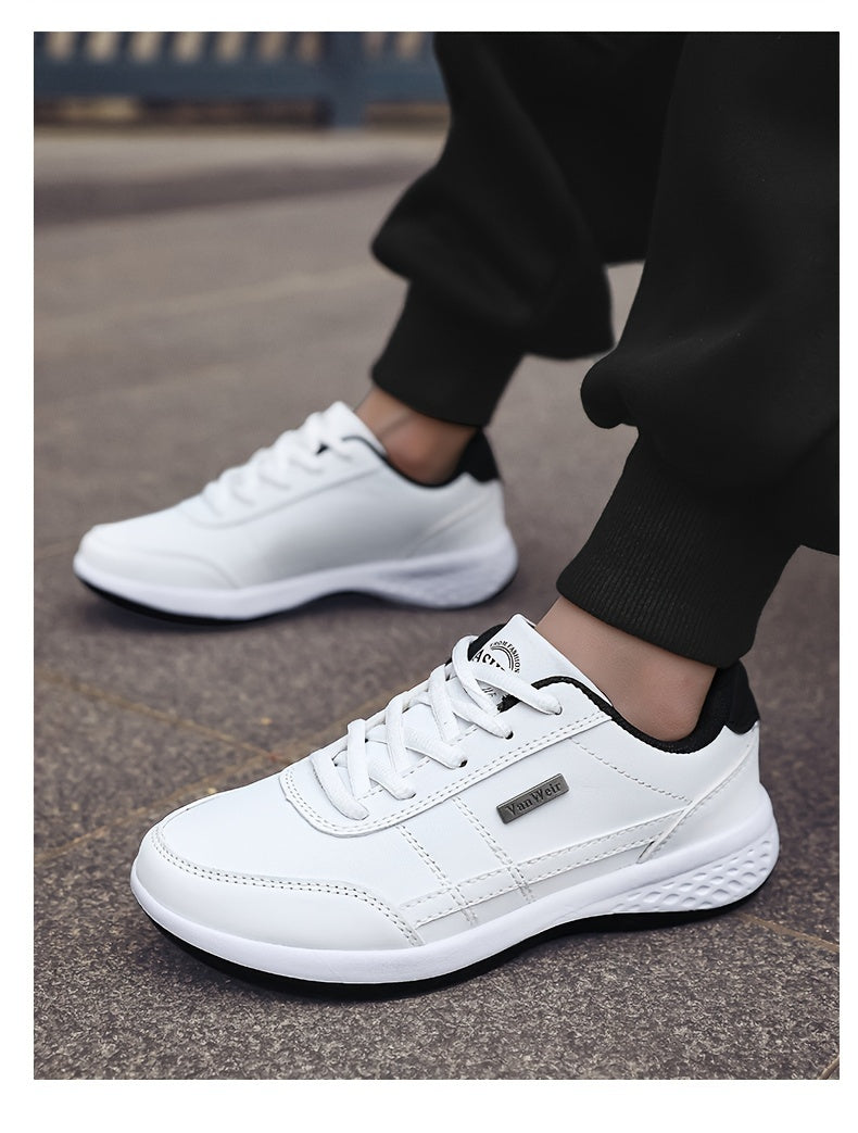 VanWeir Lightweight Men'S Shoes | Navy Blue/White, Lace-up sneakers with MD/TPR Sole, Breathable Fabric Lining for Outdoor, Hiking & Casual Wear NovaCart