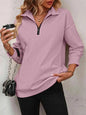 Women's Zipper Turtleneck Pullover Sweatshirt – Loose Long Sleeve FitiqueFit