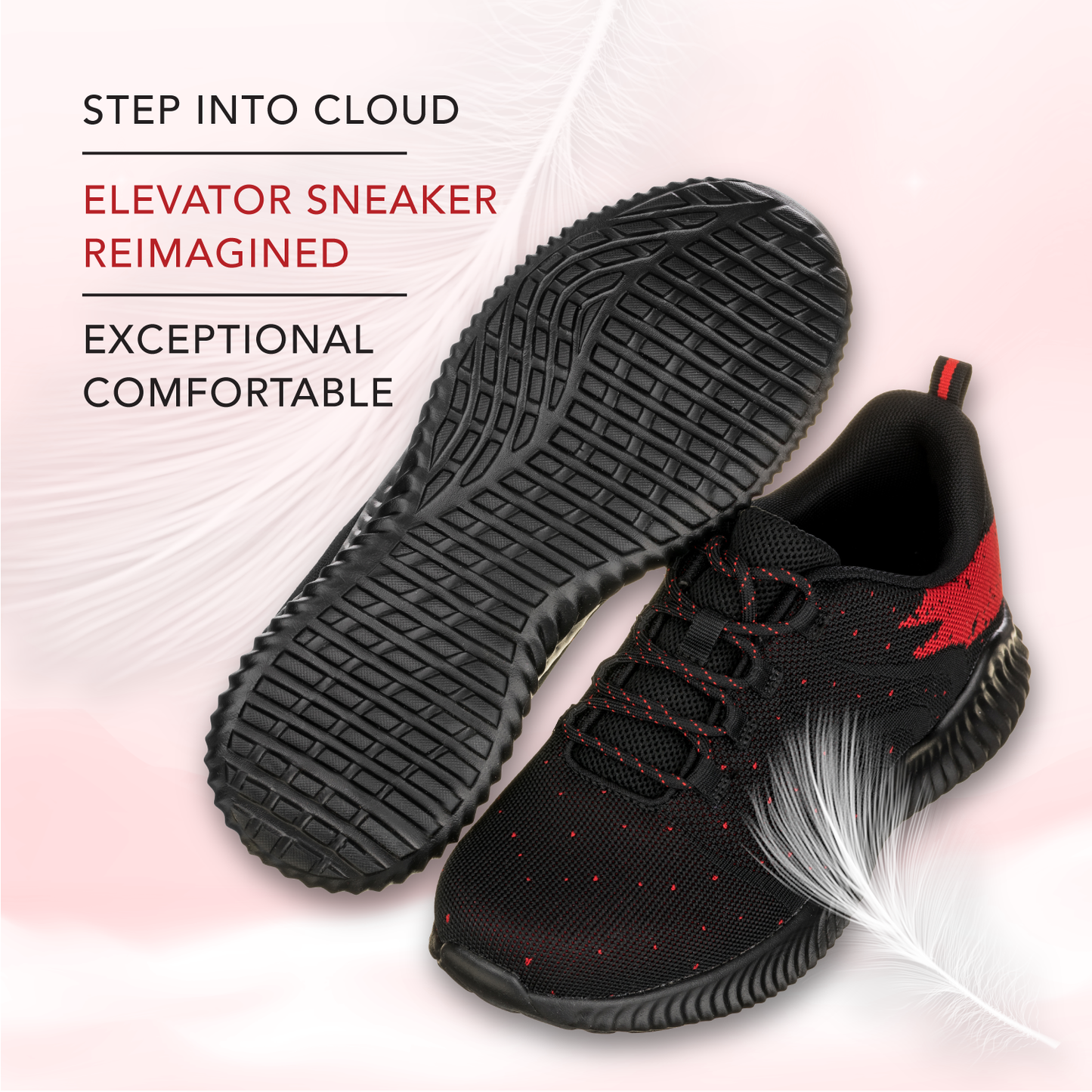 CALTO - Q215 - 2.8 Inches Taller (Black/Red) - Ultra Lightweight Tallmenshoes.com