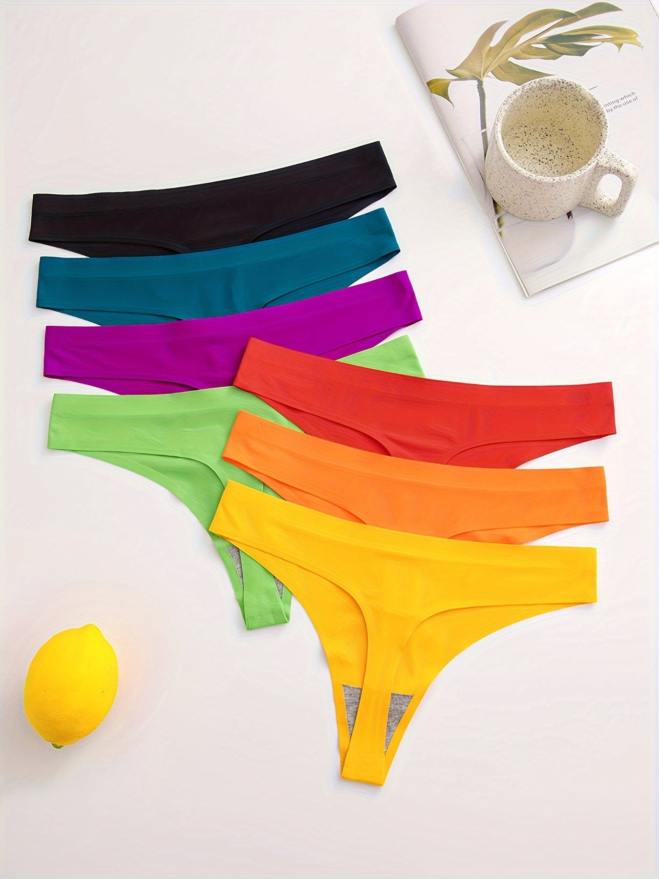 7P7008# Thin Breathable Comfortable Seamless Low-Rise Thong Panties, Seven-Pack NovaCart