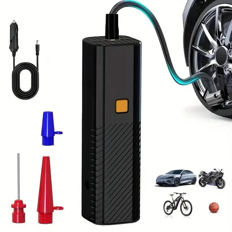 Black Portable Air Pump – Digital Tire Inflator for Car, Bike, Motorcycle & Balls DailySale