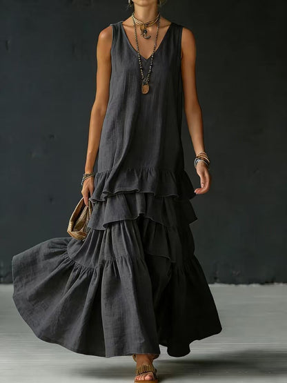 Women's Ice Silk Sleeveless Loose Maxi Dress – 6 Colors S–5XL FitiqueFit