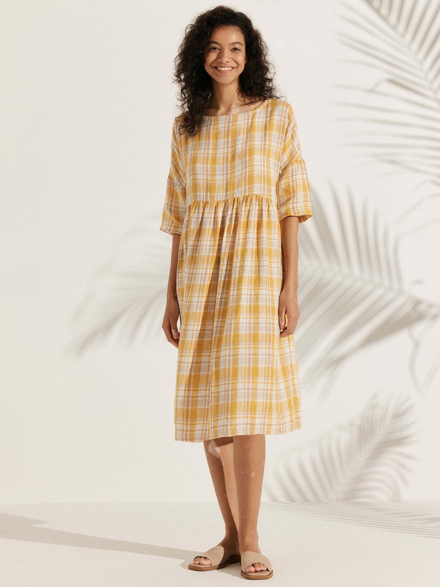 100% Linen A-Line Midi Dress VALENCIA LINTICO