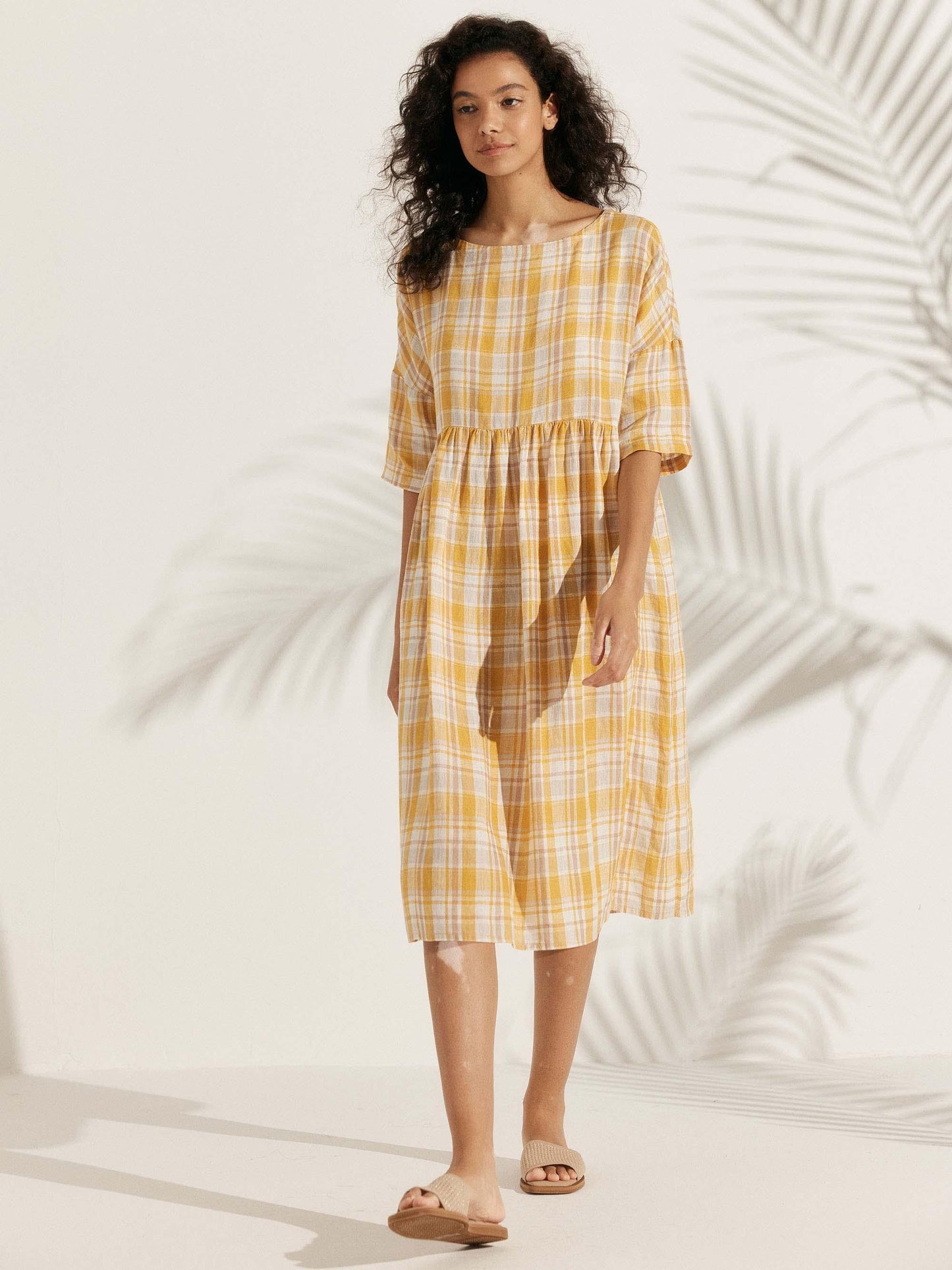 100% Linen A-Line Midi Dress VALENCIA LINTICO