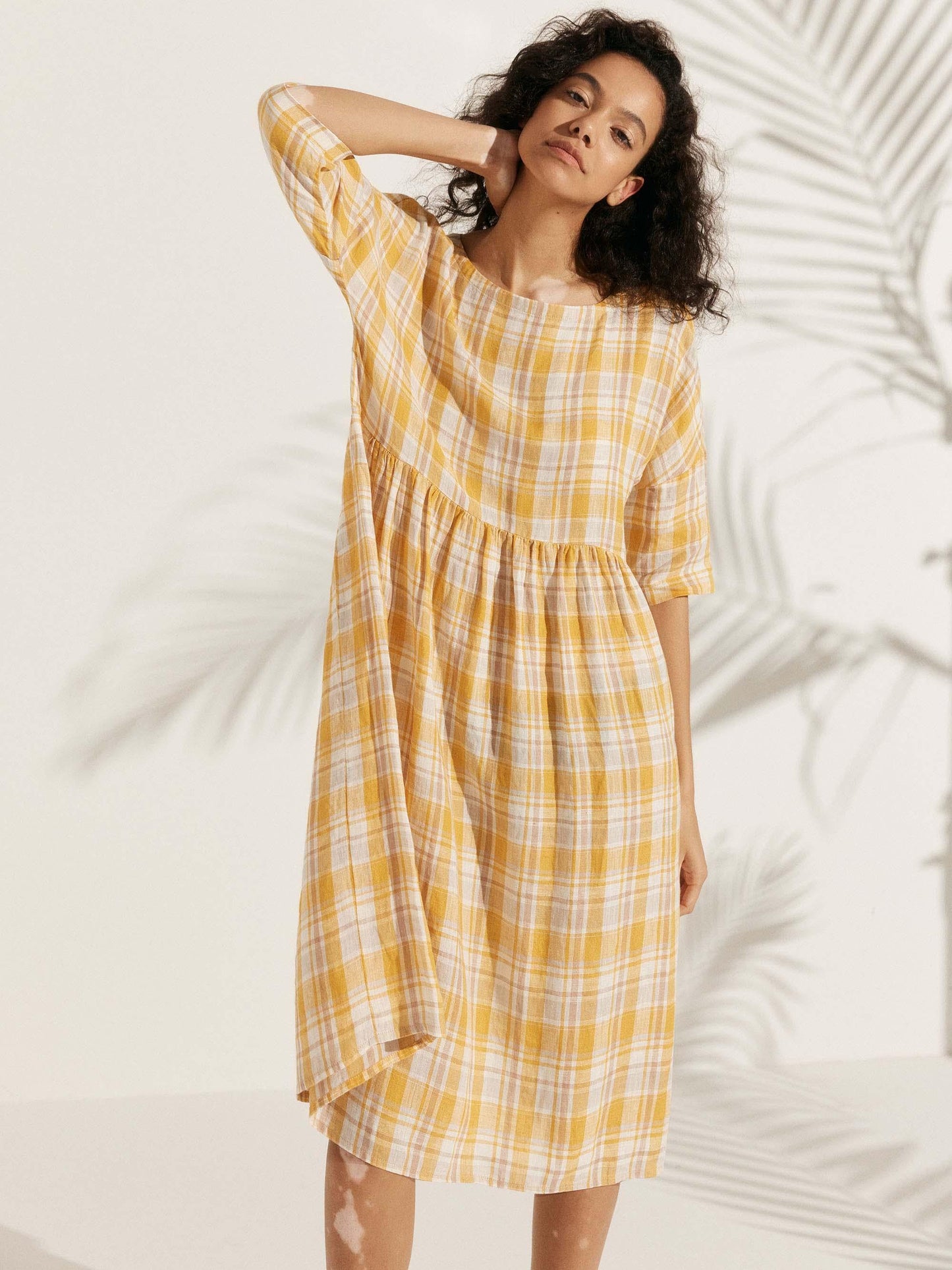 100% Linen A-Line Midi Dress VALENCIA LINTICO