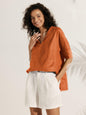 Linen V Neck Short Sleeve Shirt SIERRA LINTICO