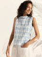 100% Linen Draped Collar Tank Top