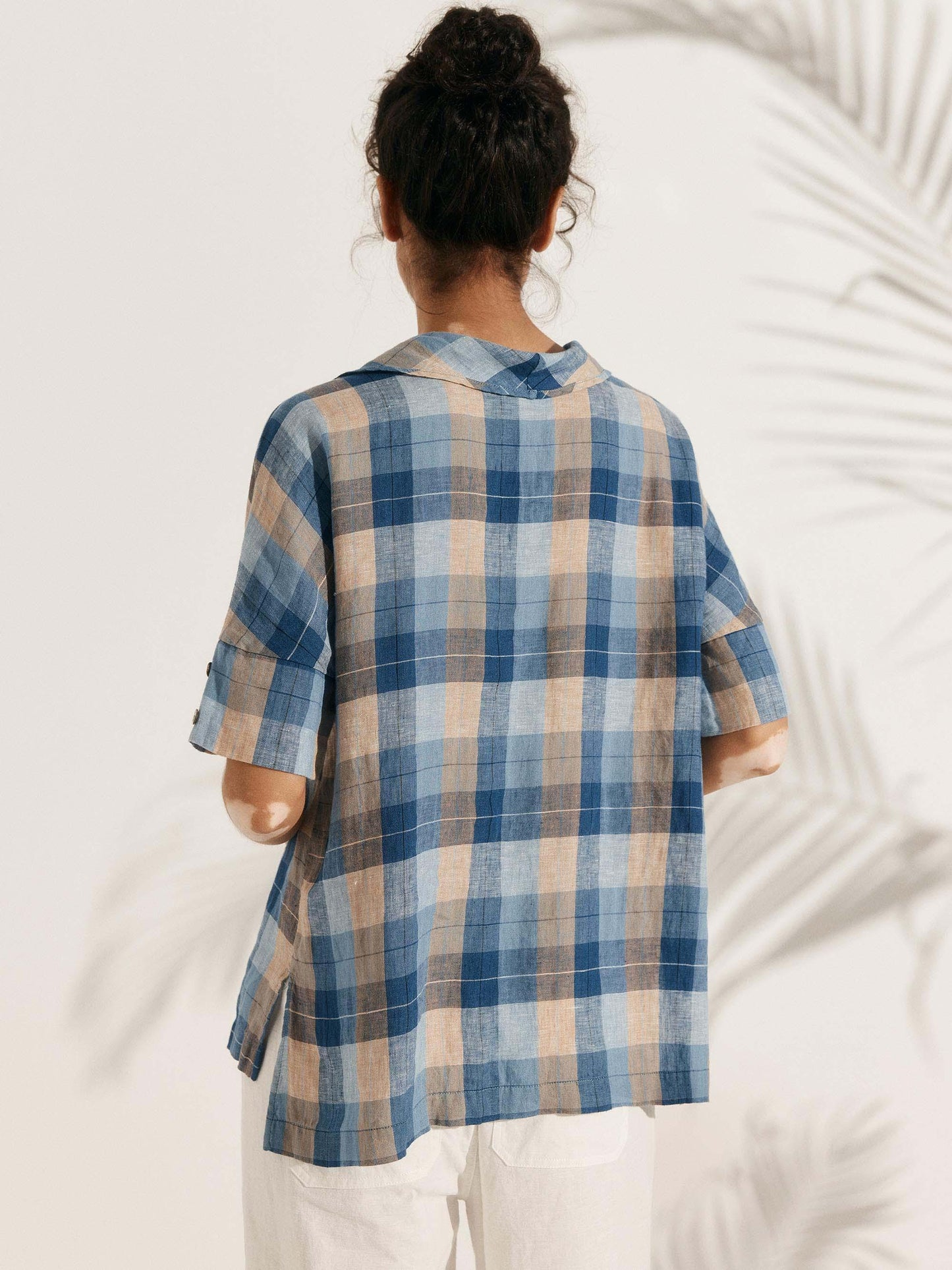 100% Linen V-Neck Short Sleeve Shirt SIERRA LINTICO