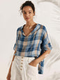 100% Linen V-Neck Short Sleeve Shirt SIERRA LINTICO