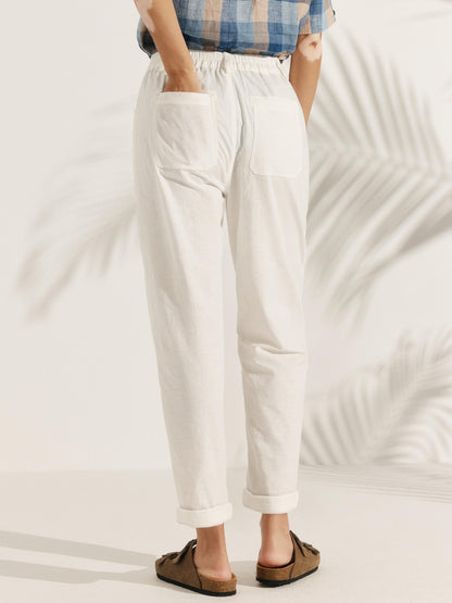 Linen Simple Button Fly Trousers HEIDI LINTICO