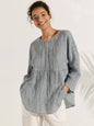 Linen Checked Long-Sleeved Top CAROLINE LINTICO