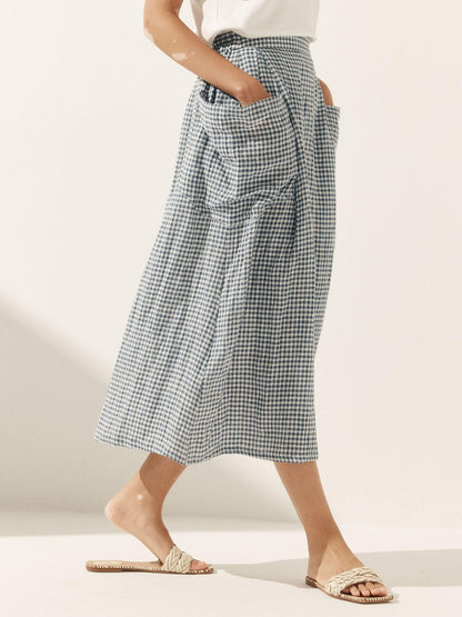 100% Linen Elastic Waist Skirt MARINA LINTICO