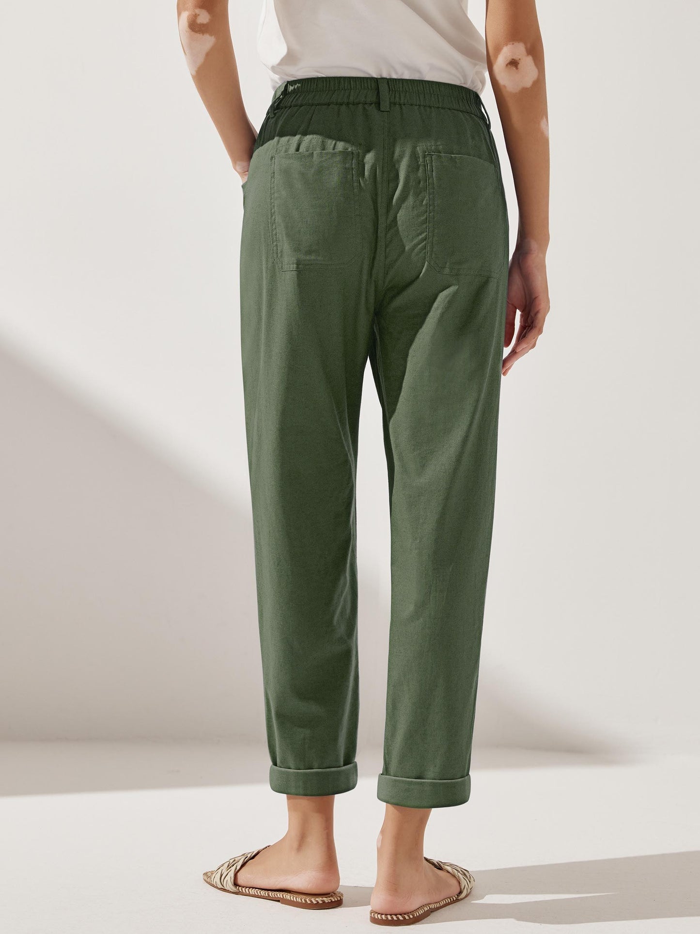 Linen Simple Button Fly Trousers HEIDI LINTICO
