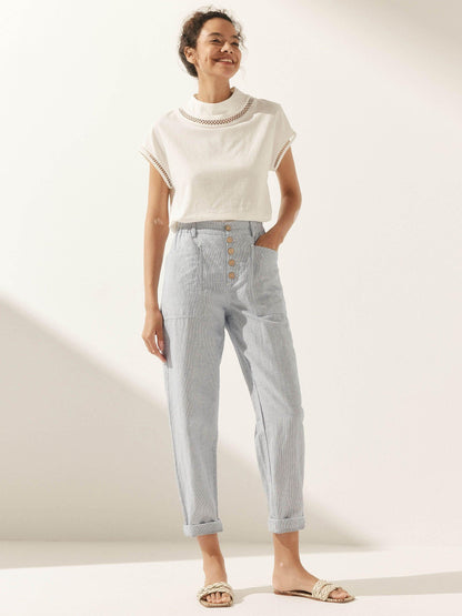Linen Simple Button Fly Trousers HEIDI LINTICO