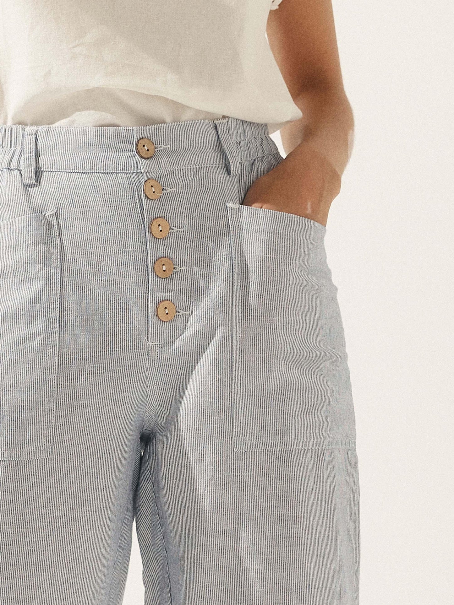 Linen Simple Button Fly Trousers HEIDI LINTICO