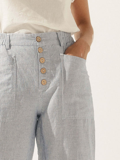 Linen Simple Button Fly Trousers HEIDI LINTICO