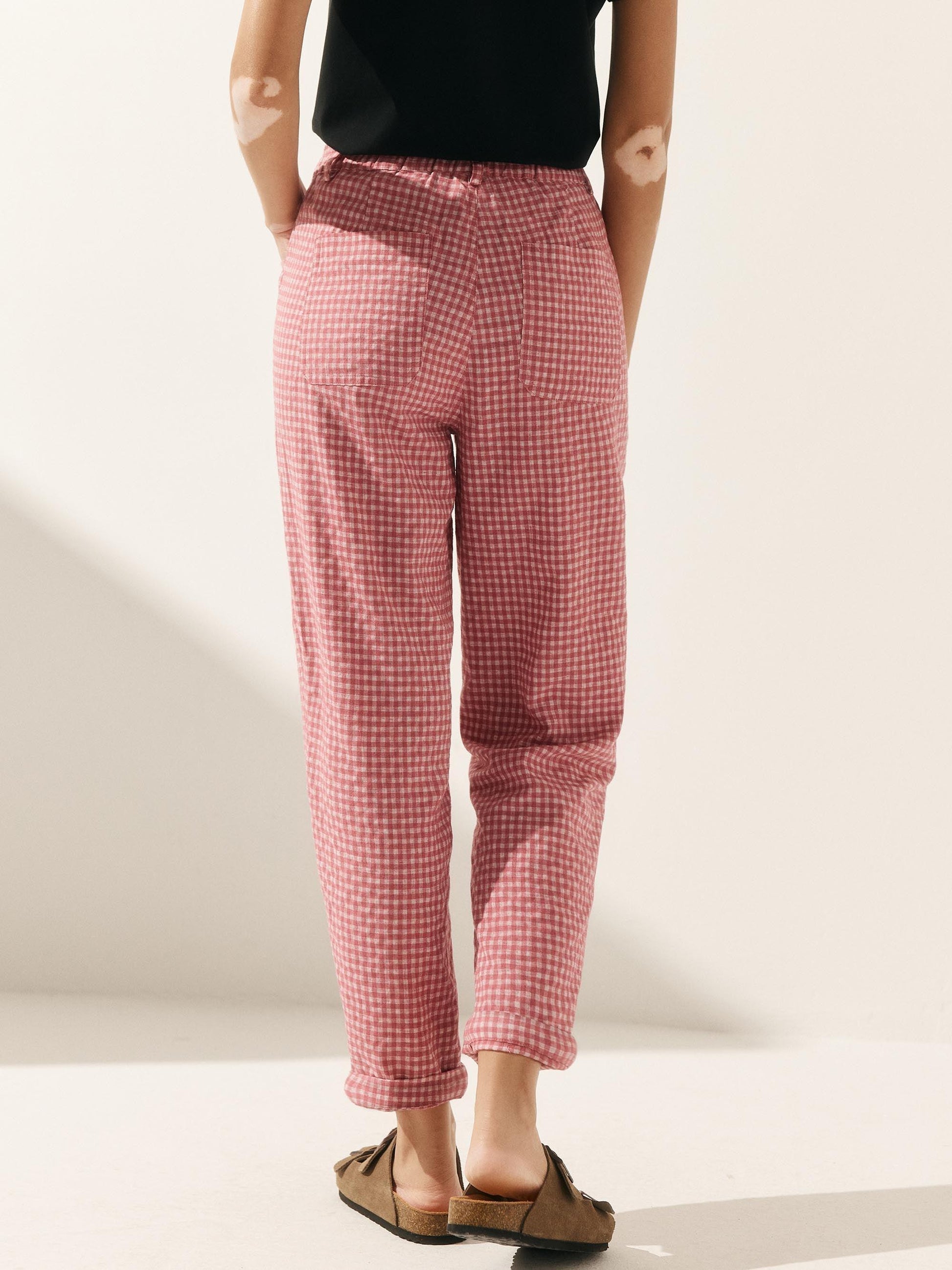 Linen Simple Button Fly Trousers HEIDI LINTICO