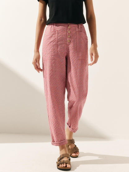 Linen Simple Button Fly Trousers HEIDI LINTICO