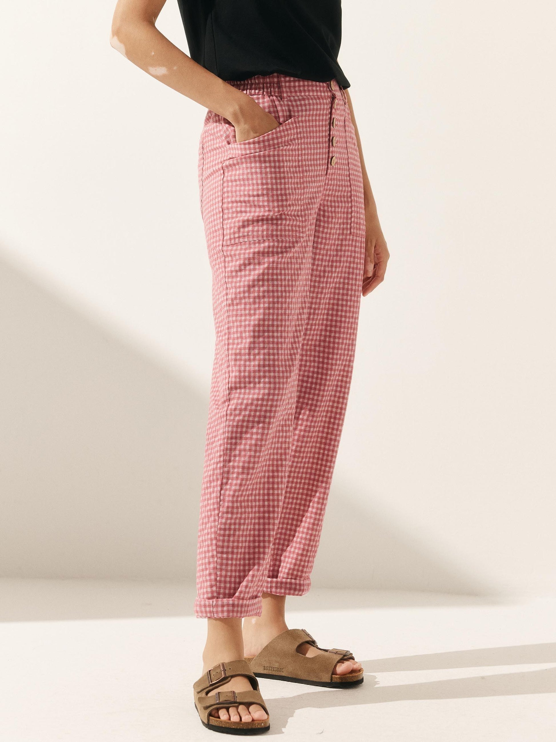Linen Simple Button Fly Trousers HEIDI LINTICO