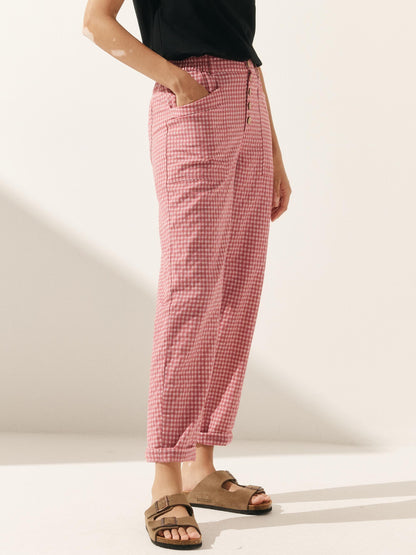 Linen Simple Button Fly Trousers HEIDI LINTICO