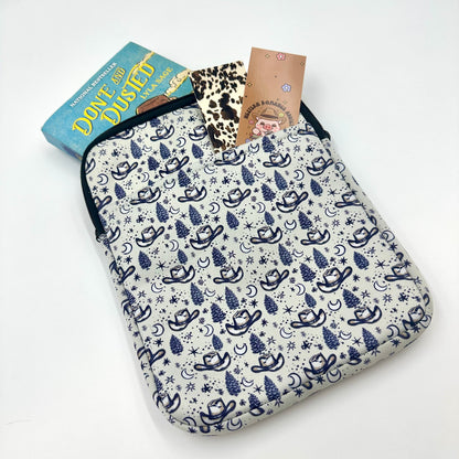 Midnight Cowboy Print Book & Tablet Sleeve – Western Cowgirl Starry Night Design BashDesignsCo