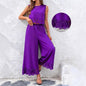 Women's Resort-Style Hollow-Out Tank Top & Pants Set – 2-Piece with Pockets FitiqueFit