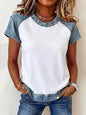 Women's Retro Denim Patchwork Short-Sleeve Shirt – Loose Fit FitiqueFit